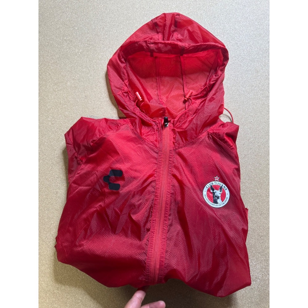 Charly Club Tijuana Red Lightweight Rain Jacket Windbreaker Hooded‎ Mens M/M